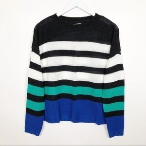 SO Striped Scoopneck Crewneck Sweater Top Size L